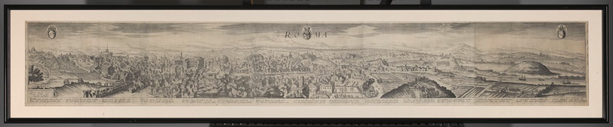 Panoraama Roomassa Roma (otsikko esineessä) tekijältä Hendrick Hondius (I)
