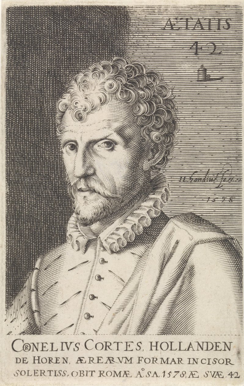Cornelis Cortin muotokuva Maineikkaat artistit (sarjan nimi) tekijältä Hendrick Hondius (I)