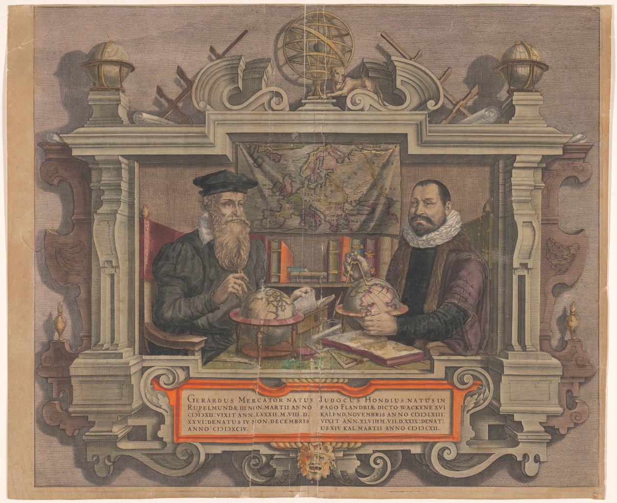 Jodocus Hondiuksen ja Gerard Mercatorin muotokuva tekijältä Hendrick Hondius (rejected attribution)