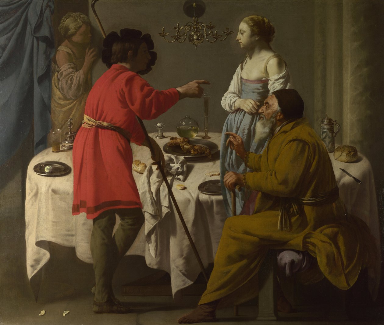 Jaakob moitti Labania siitä, että hän antoi hänelle Lean Raakelin tilalle, 1627 tekijältä Hendrick Jansz Terbrugghen
