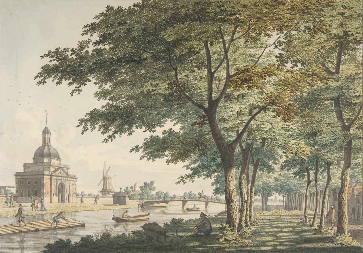 Muiderpoort, Amsterdam, nähtynä Plantagesta, 1771. tekijältä Hendrick Keun