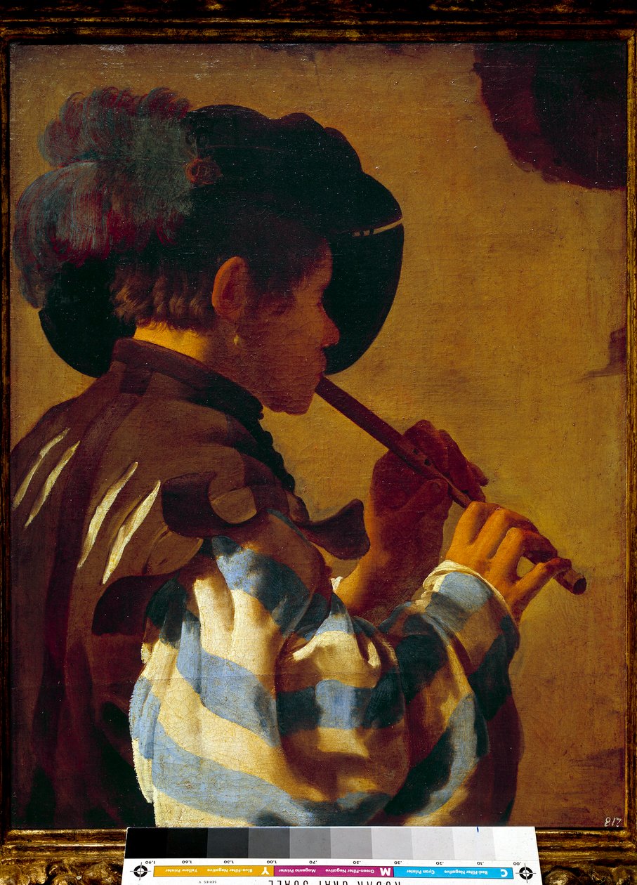 Patre soittaa huilua. Hendrik Ter Brugghenin (1588-1629) maalaus Ec Hol. tekijältä Hendrick ter Brugghen