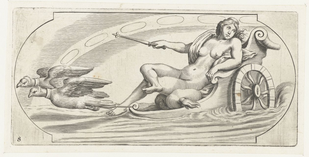 Aurora vaunuissa Nouveau Livre des Dieux et Deeßes De la Marine Bouckje of Sea Gods and Goddess (sarjan nimi) tekijältä Hendrick de Keyser (I)