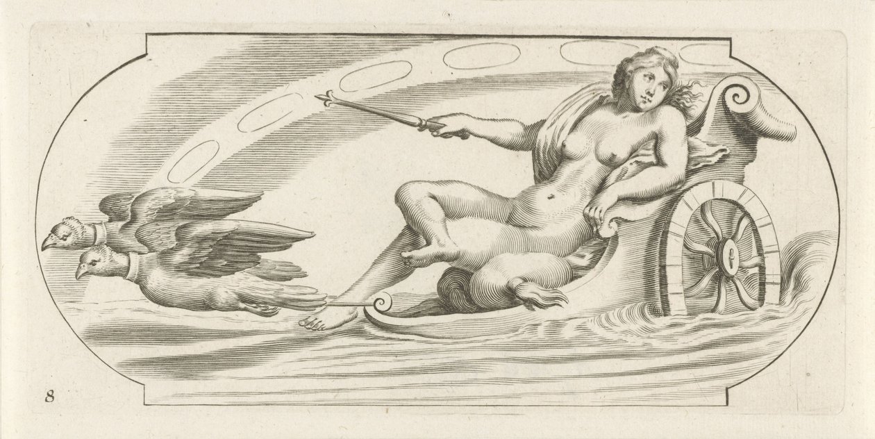 Aurora vaunuissa Nouveau Livre des Dieux et Deeßes De la Marine Bouckje of Sea Gods and Goddess (sarjan nimi) tekijältä Hendrick de Keyser (I)