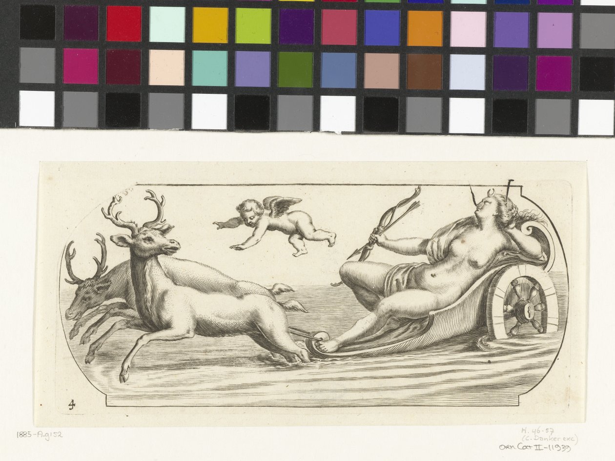 Diana vaunuissa Nouveau Livre des Dieux et Deeßes De la Marine Bouckje of Sea Gods and Goddess (sarjan nimi) tekijältä Hendrick de Keyser (I)