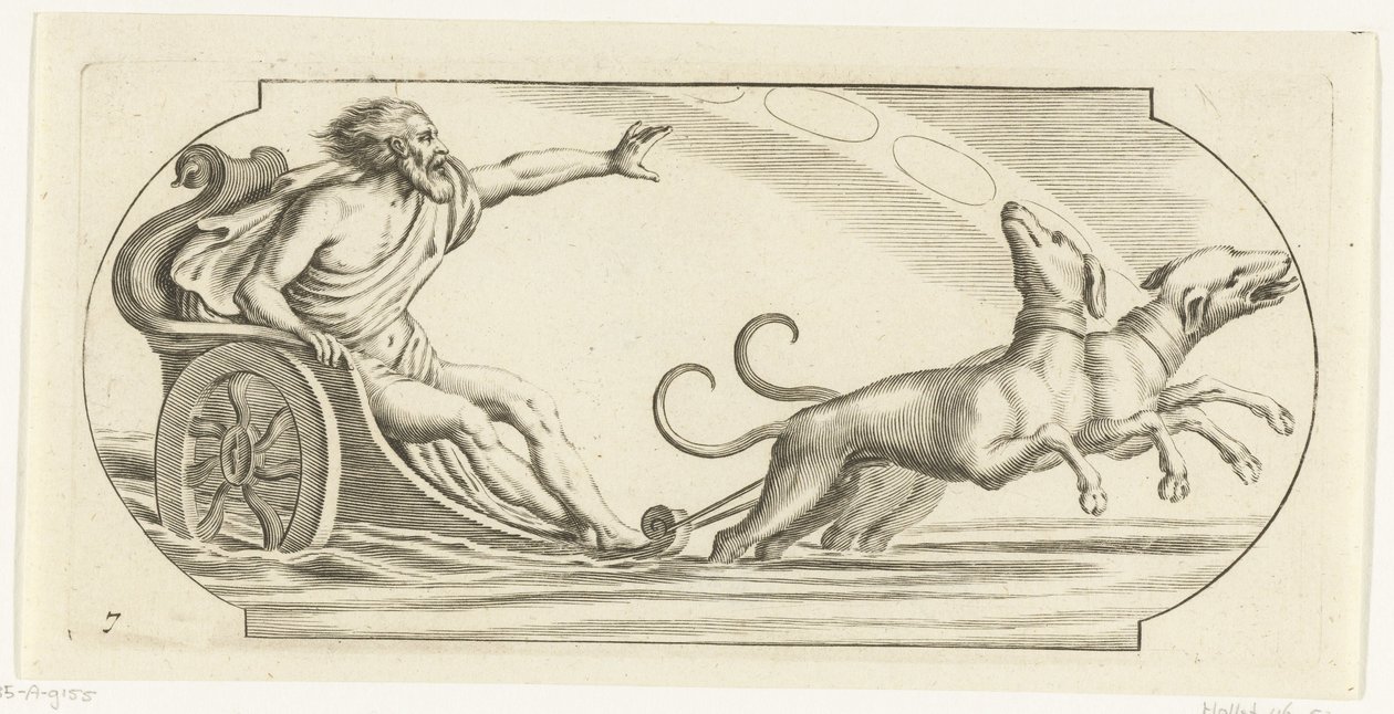Marssi vaunuissa Nouveau Livre des Dieux et Deeßes De la Marine Bouckje of Sea Gods and Goddess (sarjan nimi) tekijältä Hendrick de Keyser (I)