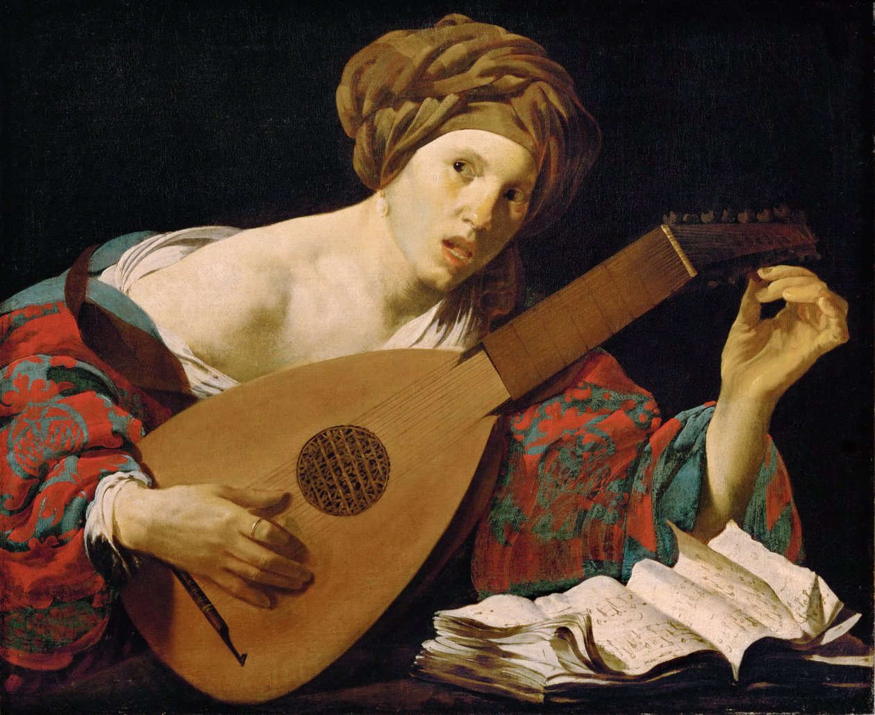 Luutun soittaja - Hendrick Jansz Terbrugghen (ter Brugghen) (1588-1629). Öljy kankaalle, n. 1627. Mitat : 71x85 cm. Taidehistoriallinen museo, Vienne tekijältä Hendrick ter Brugghen