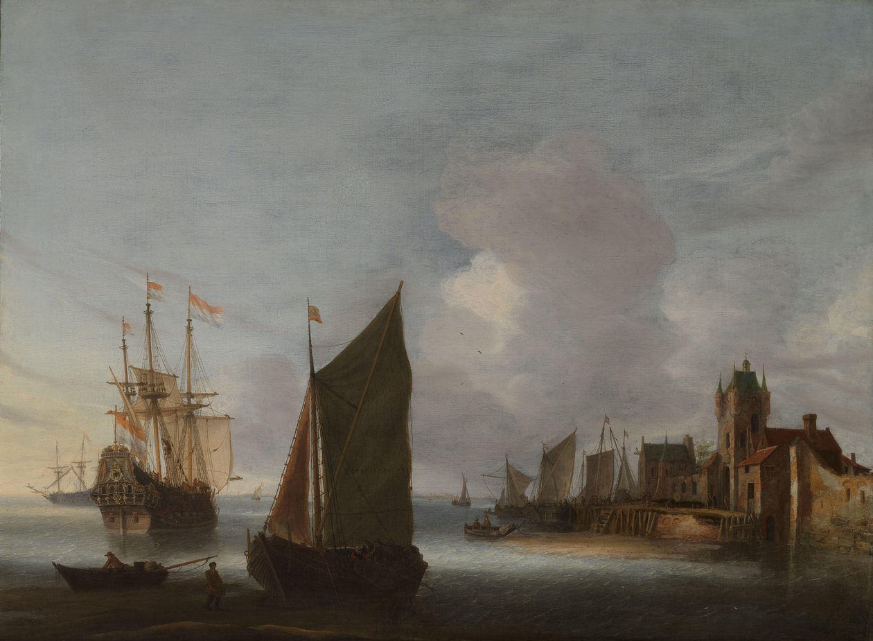 Laivat lähellä Zierikzeeä Zuidhavenpoortin taustalla tekijältä Hendrick van Anthonissen