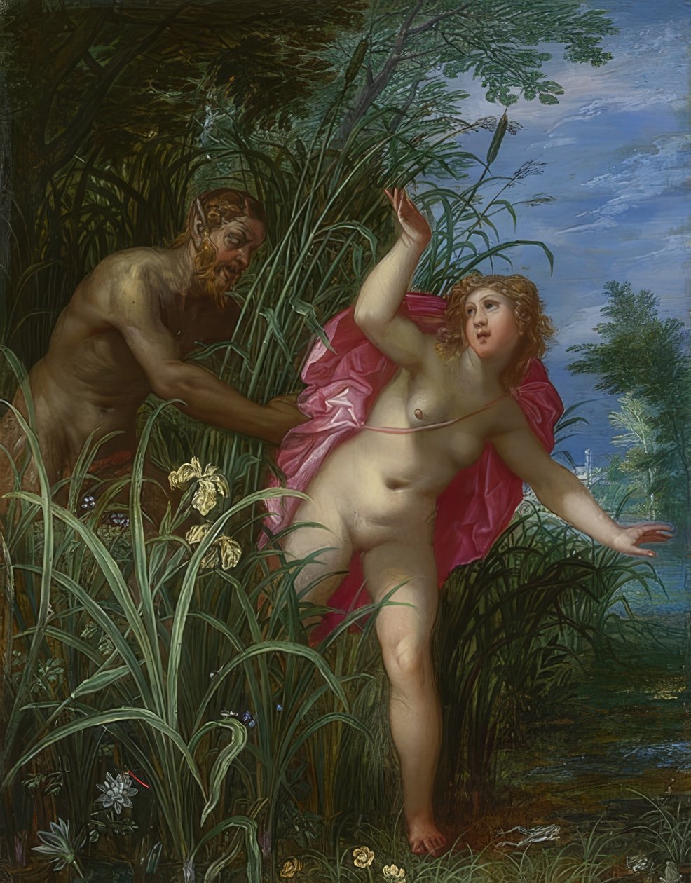 Pan jahtaa nymfi Syrinxiä. Luultavasti vuoden 1615 jälkeen tekijältä Hendrick van Balen