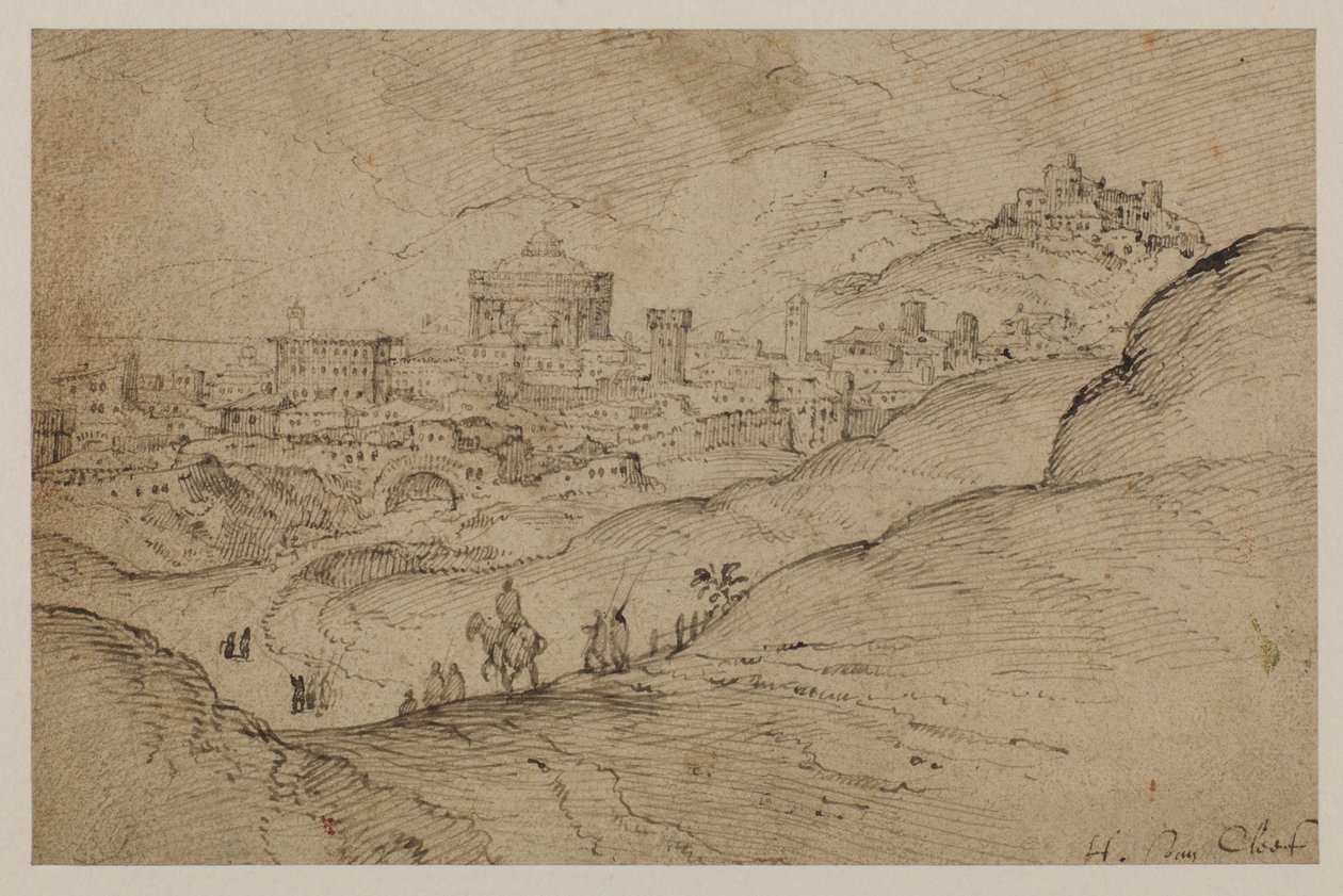Maisema kaupunkinäkymällä, 1500-luku tekijältä Hendrick van Cleve