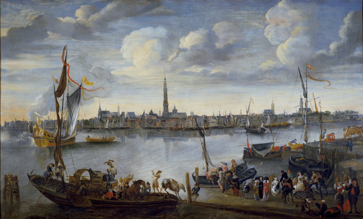 Näkymä Antwerpenin teille Länsirannalta, post 1672 tekijältä Hendrick van Minderhout