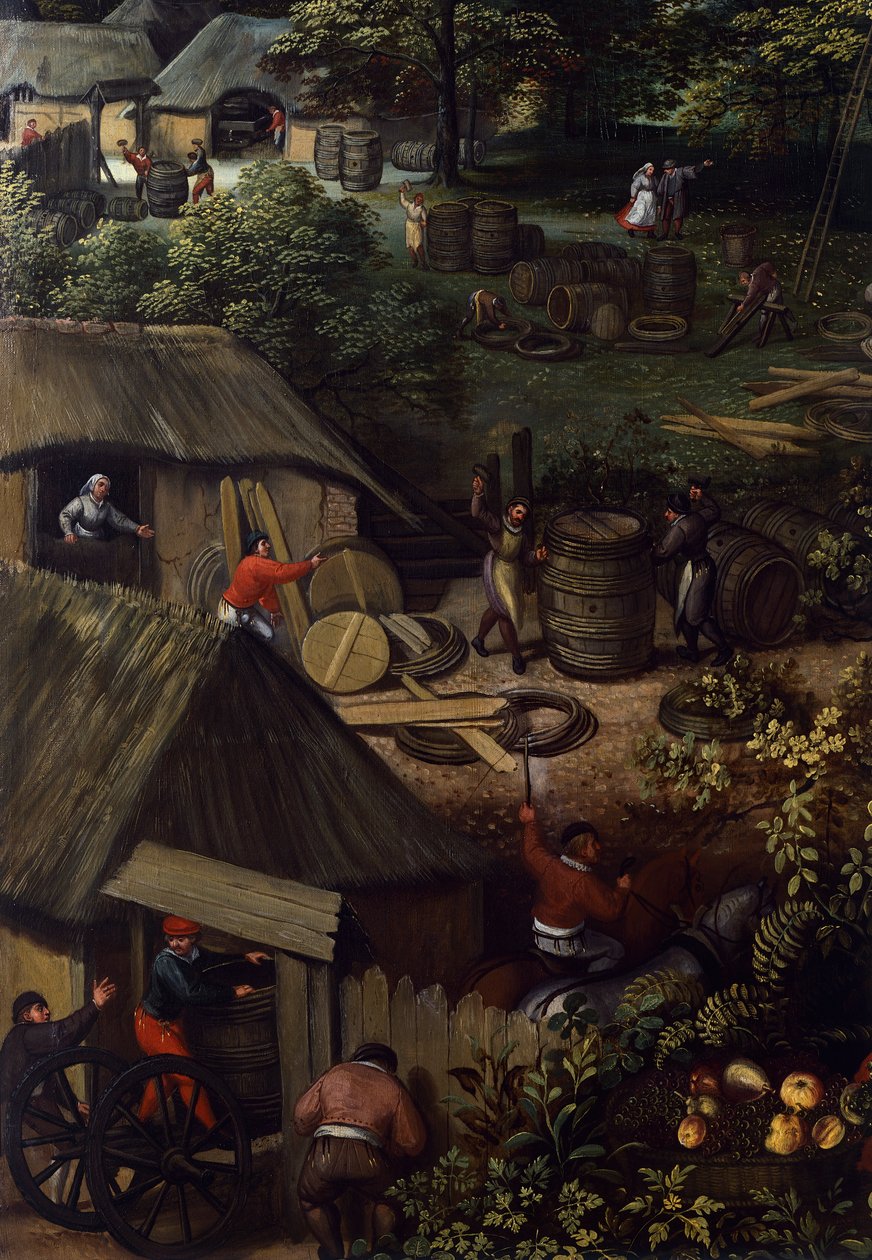 Paisagem da colheita de outono, de Lucas van Valkenborch (por volta de 1530-1597), acabamento detalhado tekijältä Hendrick van den (1530 97) Broeck