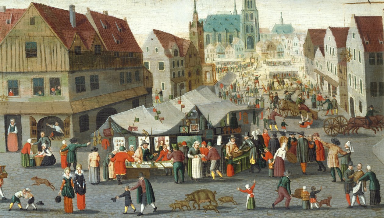 Kauppatori, kirjoittanut Hendrick van Steenwijck Younger (noin 1580-1649) tekijältä Hendrick van the younger Steenwijck