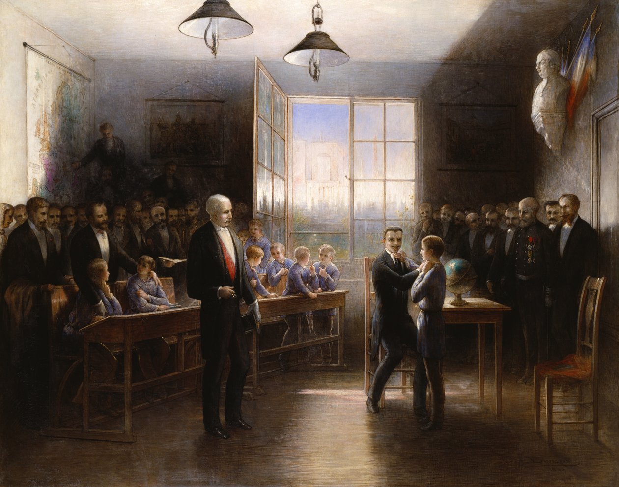 Presidentti Felix Fauren (1841-1899) vierailu Institutione des Sourds-Muetsissa, 1887 tekijältä Hendrieus Jacobus Burgers