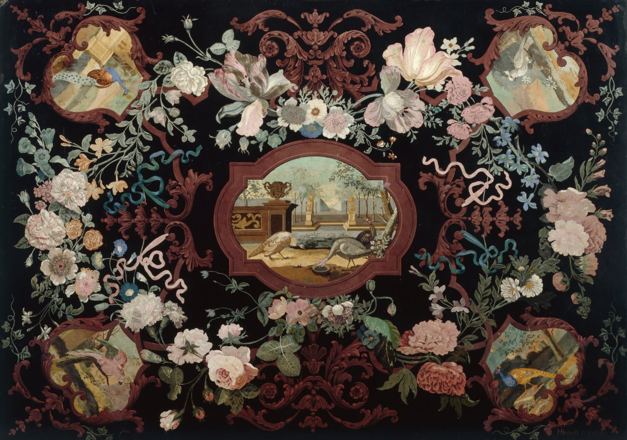 Scagolia pöytälevy, 1715 (maalattu puu) tekijältä Hendrik Busch