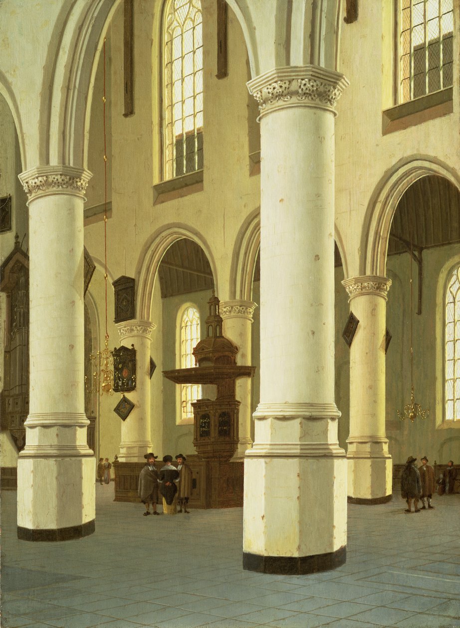 Oude Kerkin sisätilat Delftissä tekijältä Hendrik Cornelisz. van Vliet