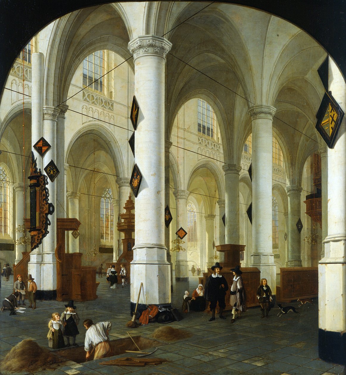 Oude Kerkin sisätilat Delftissä tekijältä Hendrik Cornelisz. van Vliet