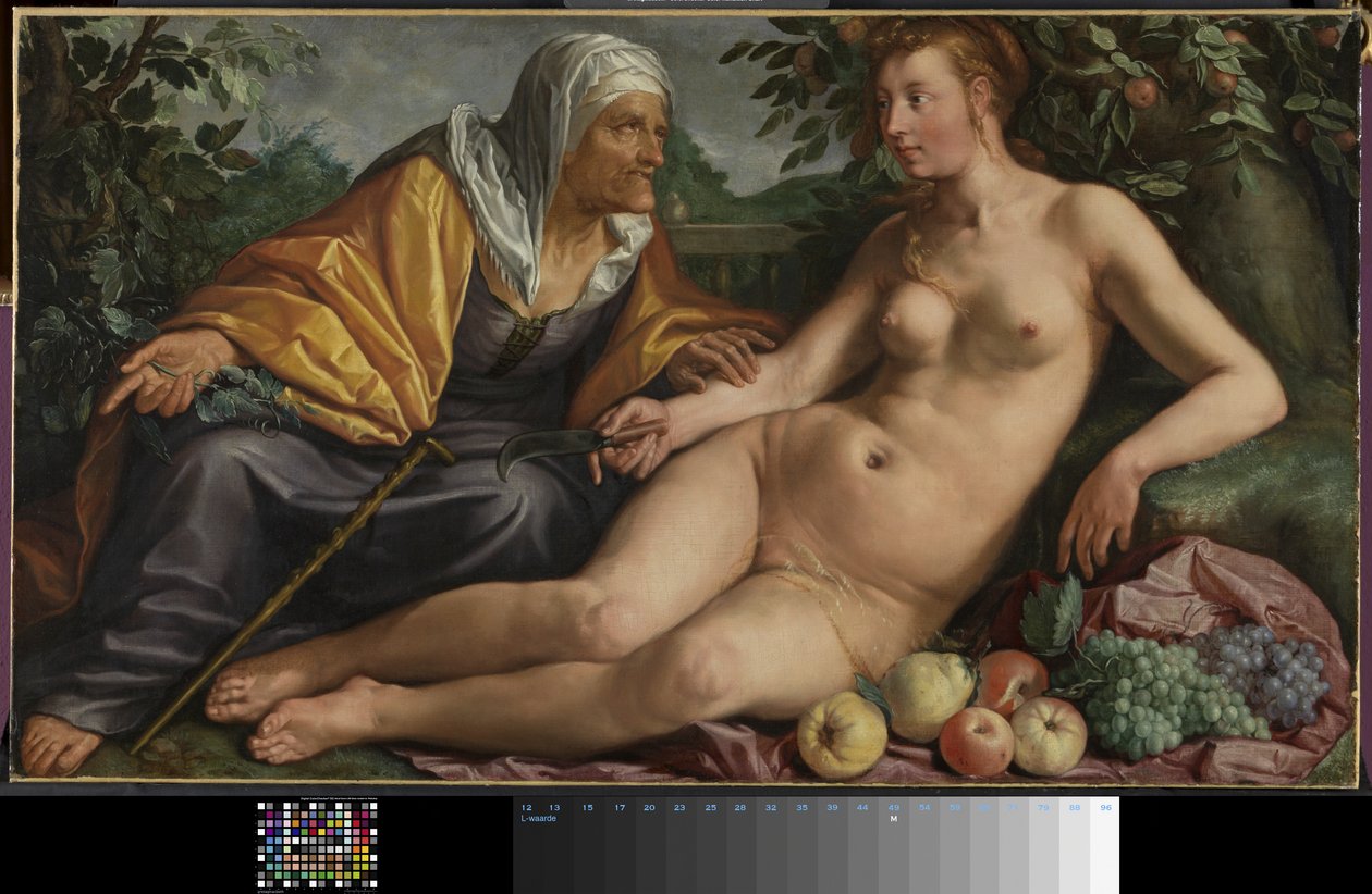 Vertumnus ja Pomona tekijältä Hendrik Goltzius