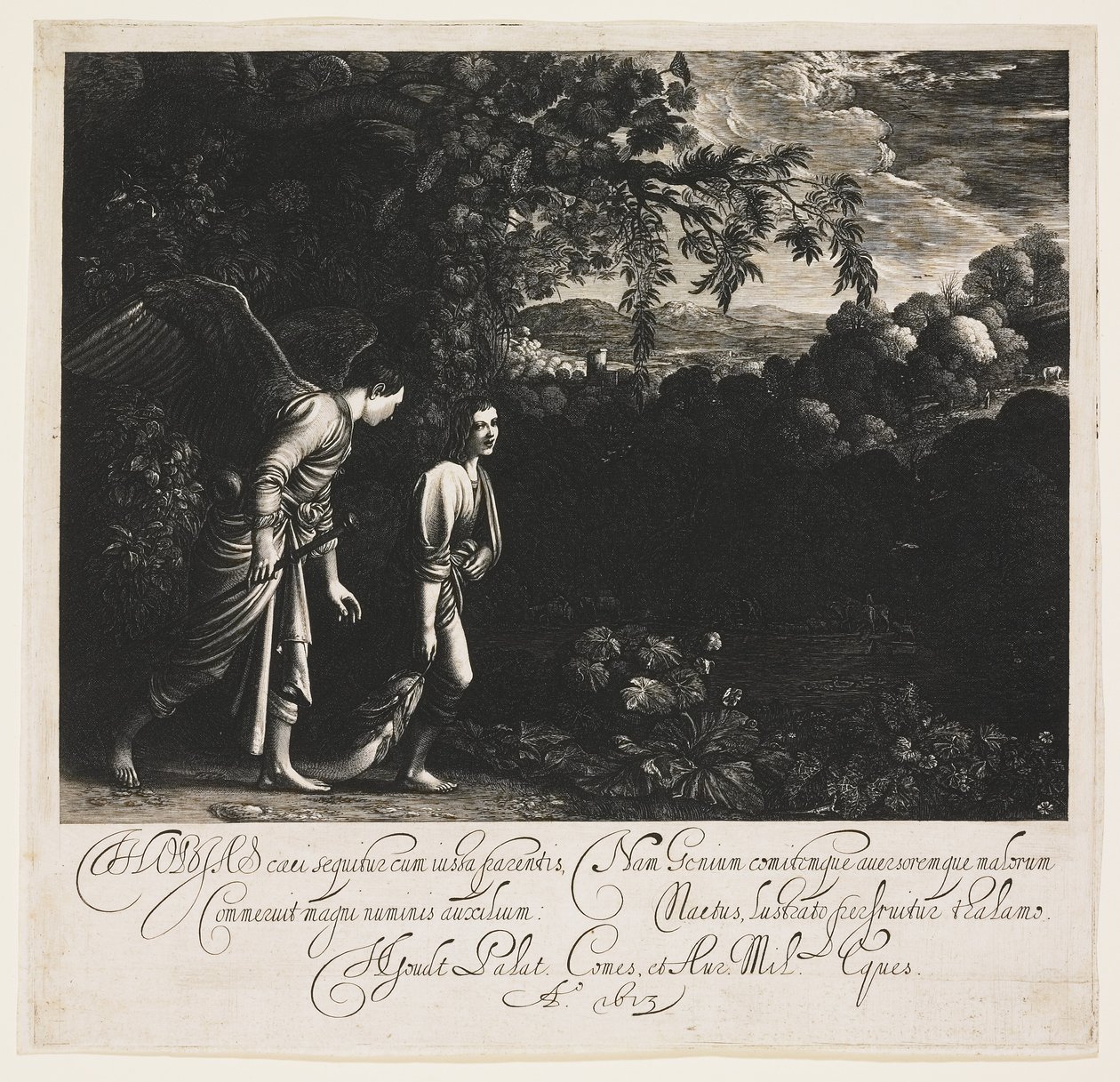 Tobias ja enkeli, 1613 tekijältä Hendrik Goudt