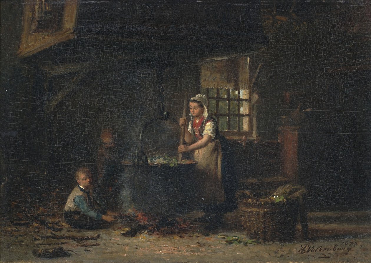Bäuerliches Kücheninterieur tekijältä Hendrik Valkenburg