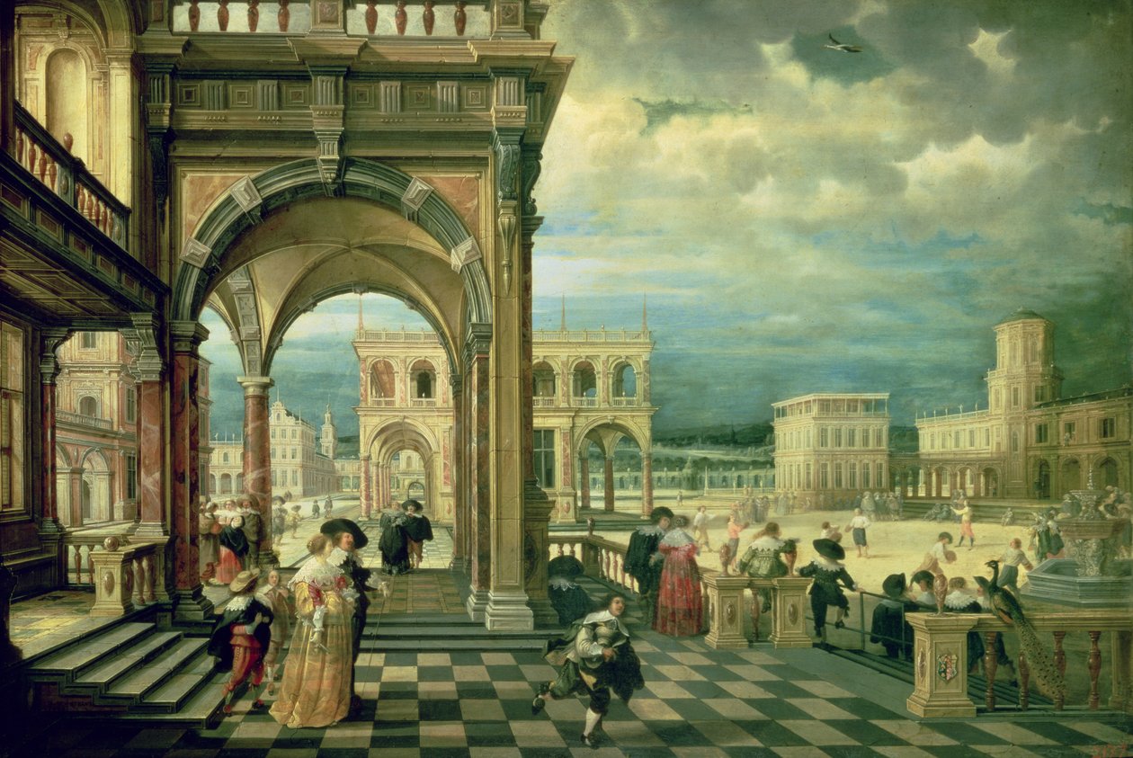 Italian palatsi, 1623 (öljy kuparille) tekijältä Hendrik the Younger Steenwyck