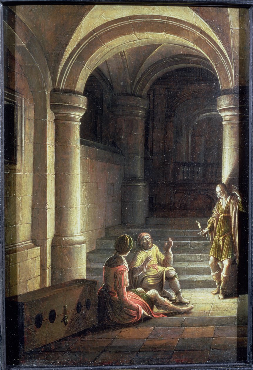 Joseph vankilassa tulkitsemassa leipurin ja hovimestari unia, 1624 tekijältä Hendrik the Younger Steenwyck