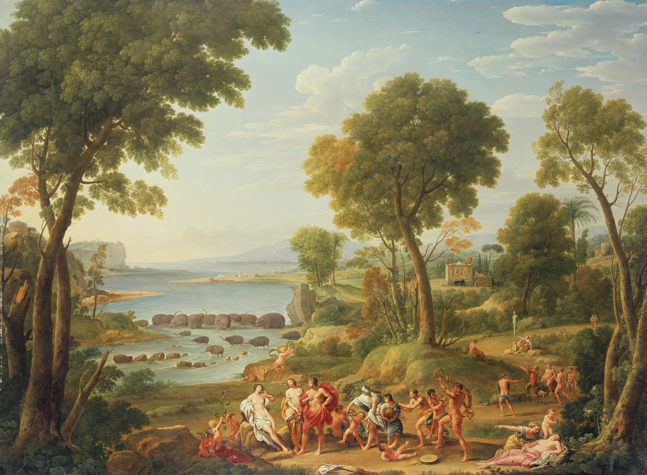 Klassinen kohtaus norsuja, 1700-luvulla tekijältä Hendrik van Lint