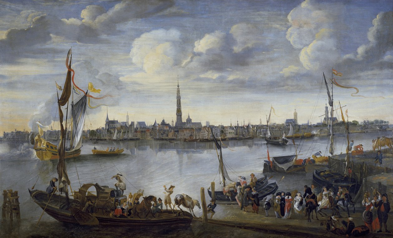 Antwerpen Scheldtin toiselta puolelta, 1600-luku tekijältä Hendrik van Minderhout