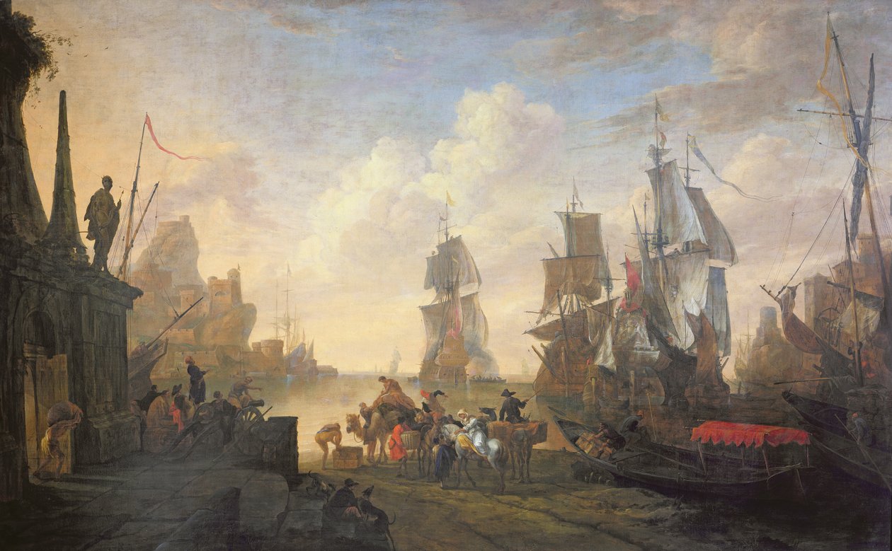Näkymä satamasta Levantissa, 1670 tekijältä Hendrik van Minderhout