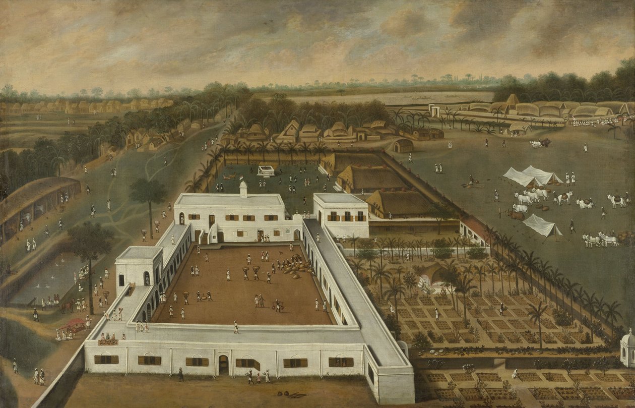 Hollantilainen plantaasi Bengalissa, luultavasti VOC:n Lodge Kazimbazar, 1665. tekijältä Hendrik van Schuylenburgh