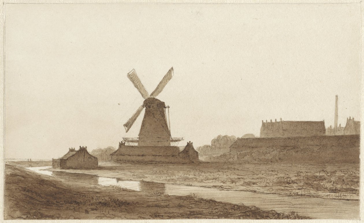 Tuulimylly Het Blauwhoofdin linnakkeessa Amsterdamissa tekijältä Hendrik Abraham Klinkhamer