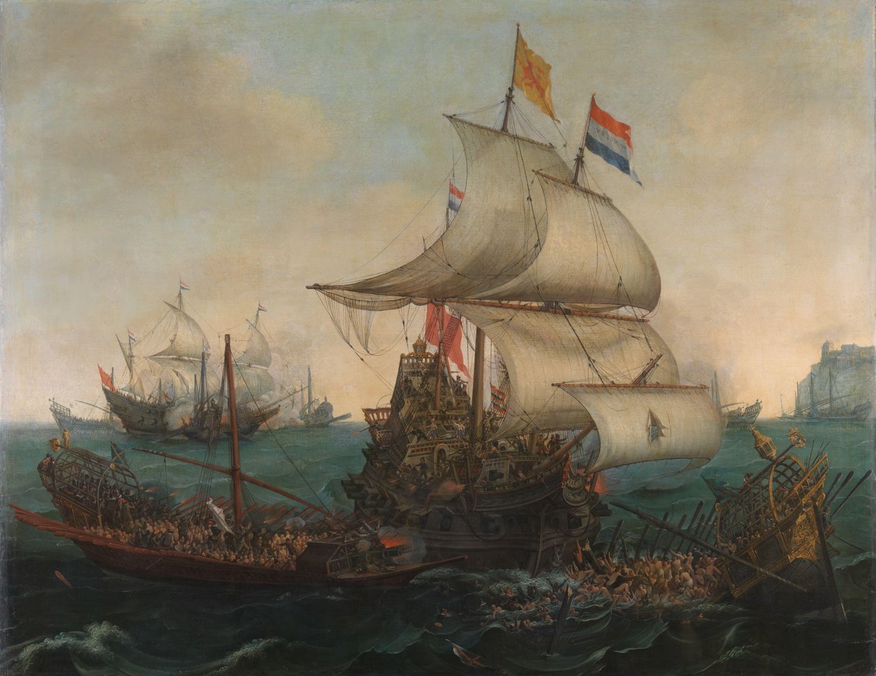 Hollantilaiset laivat ramppaavat espanjalaisia galleyja Englannin rannikolla, 3. lokakuuta 1602 tekijältä Hendrick Cornelisz. Vroom