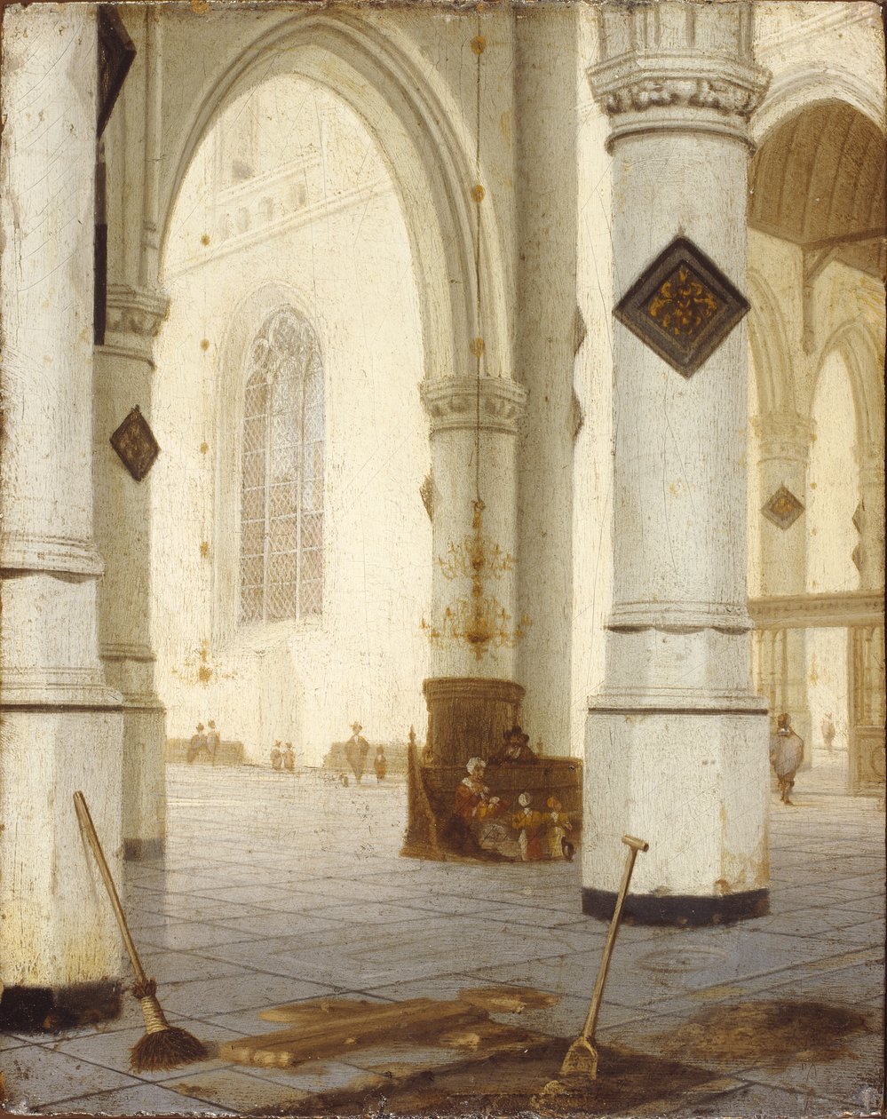 Kirkon sisustus (öljy paneelissa) tekijältä Hendrik Cornelisz. van Vliet