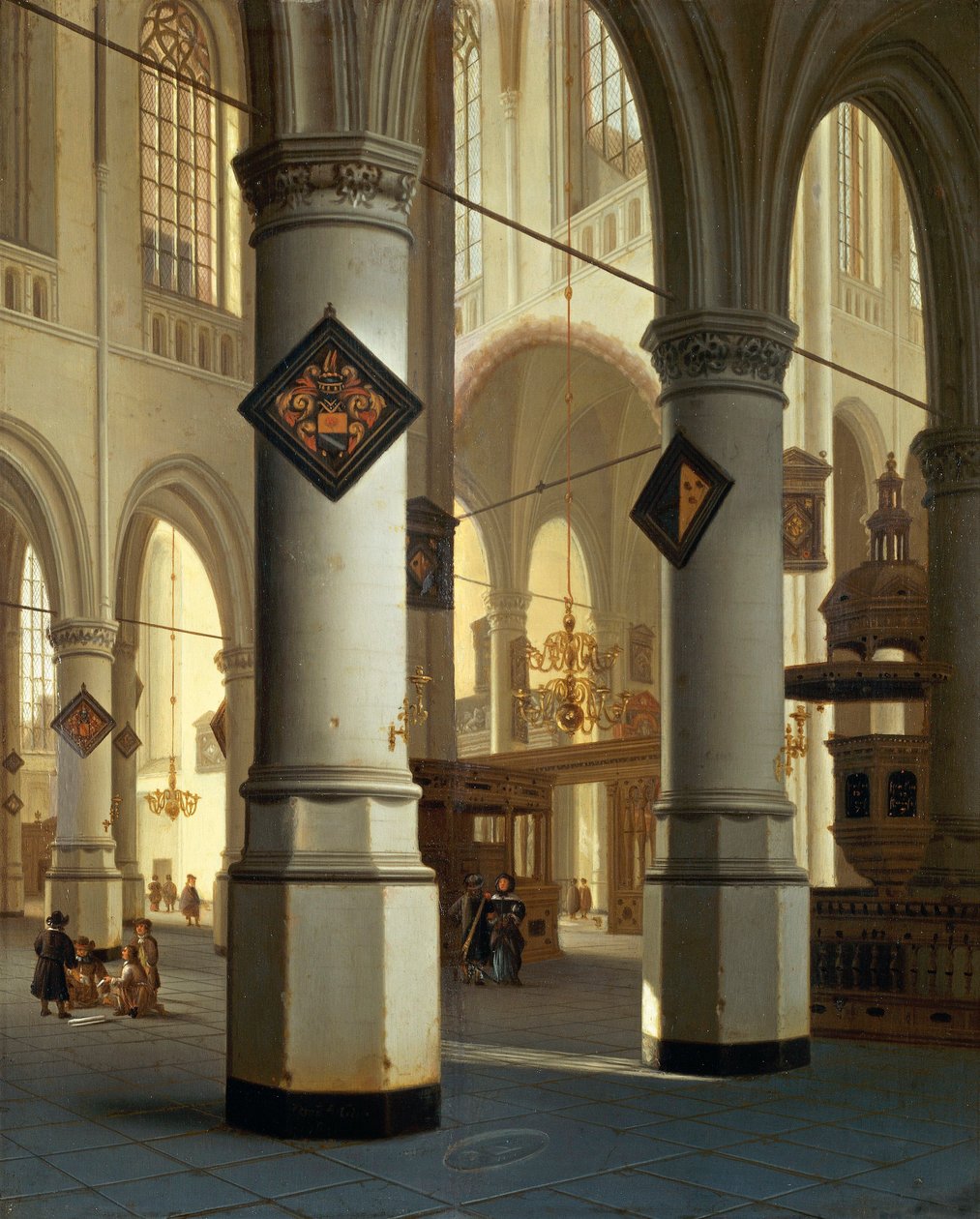 Näkymä Die Oudekerk (vanha kirkko) Delftissä (maalaus tekijältä Hendrik Cornelisz. van Vliet