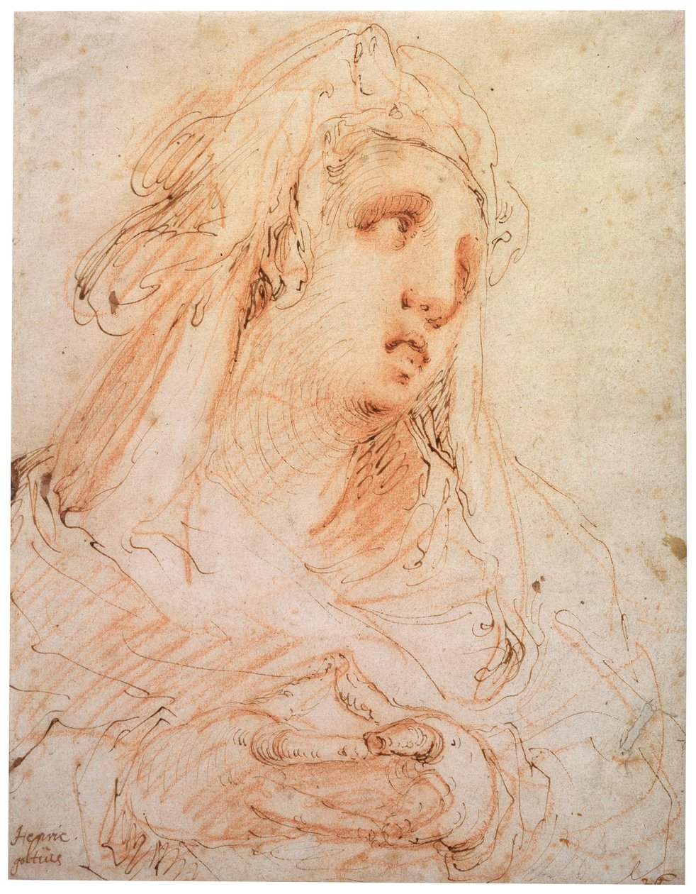 Nuori nainen Maria Magdaleena, 1500-luvun loppu tai 1600-luvun alku tekijältä Hendrik Goltzius