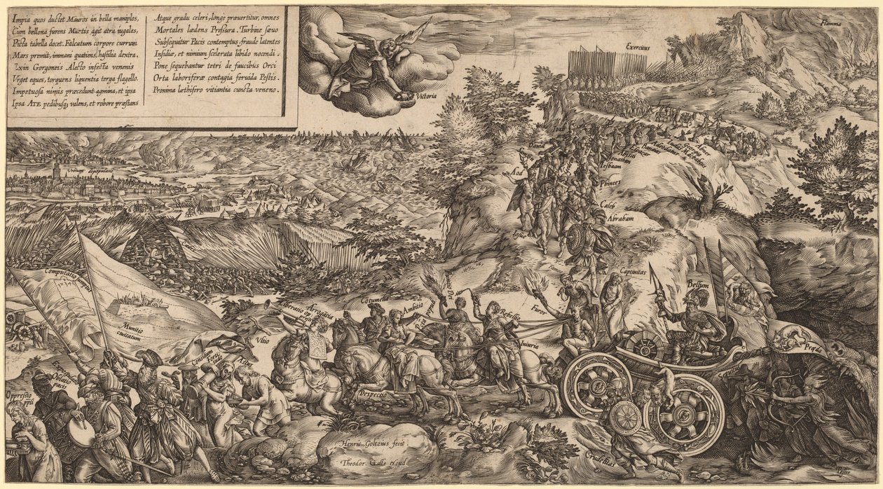 Allegoria sodasta tekijältä Hendrik Goltzius