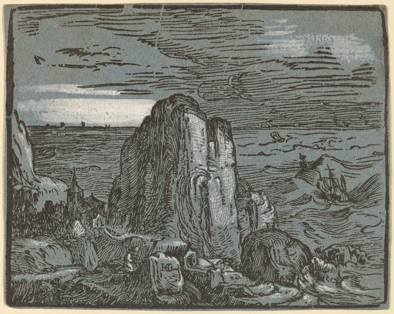 Kallio meren rannalla tekijältä Hendrik Goltzius