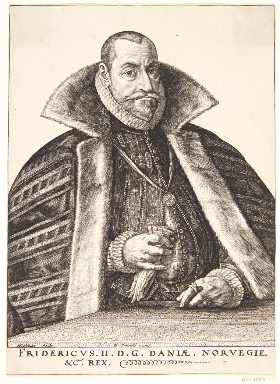 Tanska: Frederik II, Tanskan ja Norjan kuningas. tekijältä Hendrik Goltzius