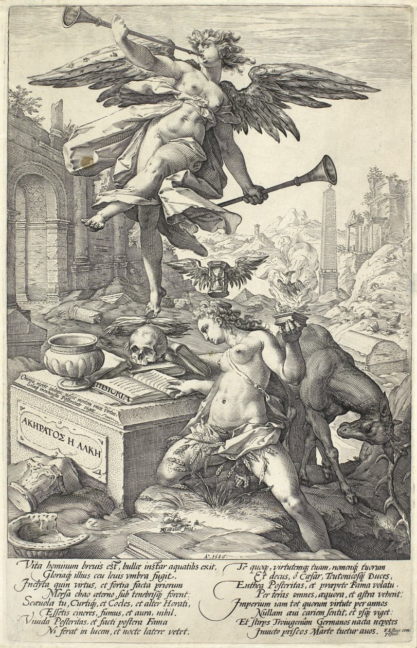 Fame and History, Roman Heroes, 1586 tekijältä Hendrik Goltzius