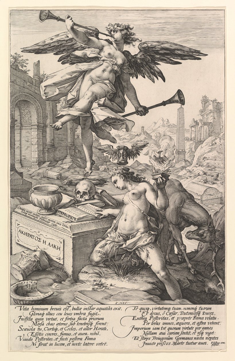 Fame and History, sarjasta The Roman Heroes, 1586. tekijältä Hendrik Goltzius