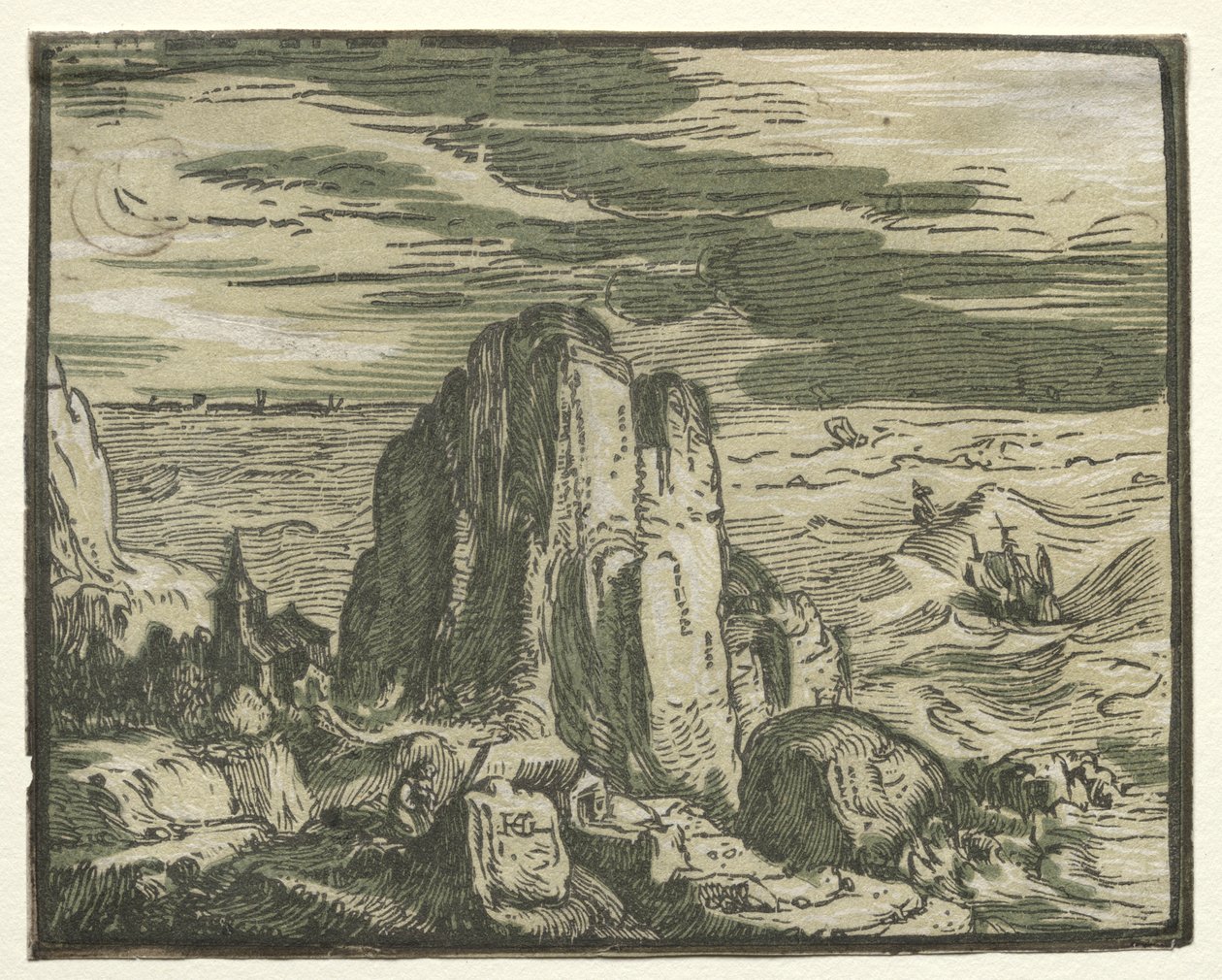 Neljän maiseman sarjasta: Cliffon the merenranta. tekijältä Hendrik Goltzius