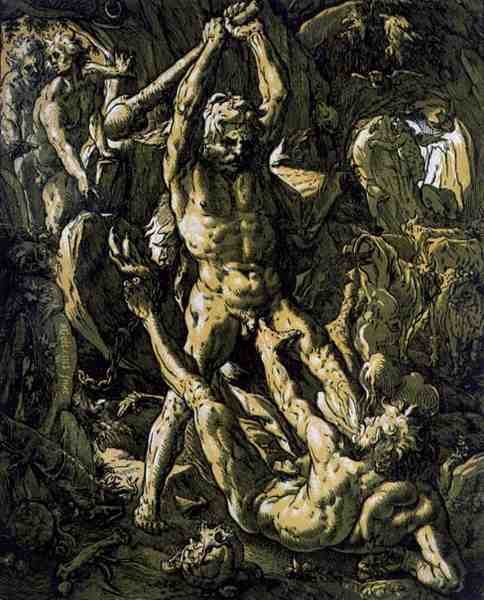 Hercules Slaying Cacus tekijältä Hendrik Goltzius