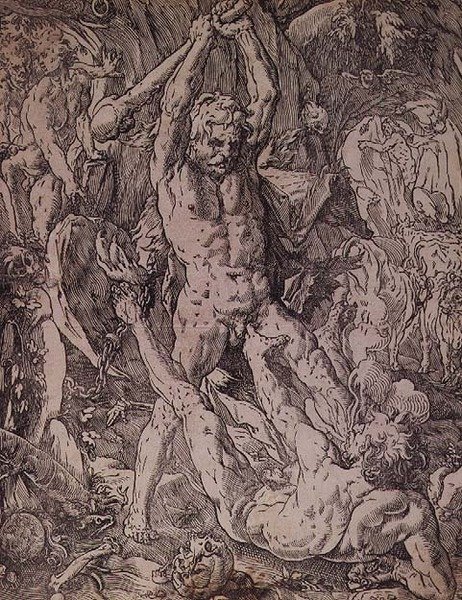 Hercules ja Cacus tekijältä Hendrik Goltzius