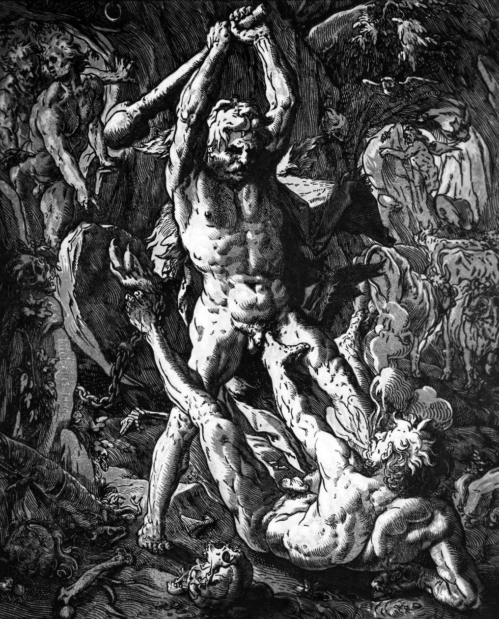 Hercules ja Cacus tekijältä Hendrik Goltzius