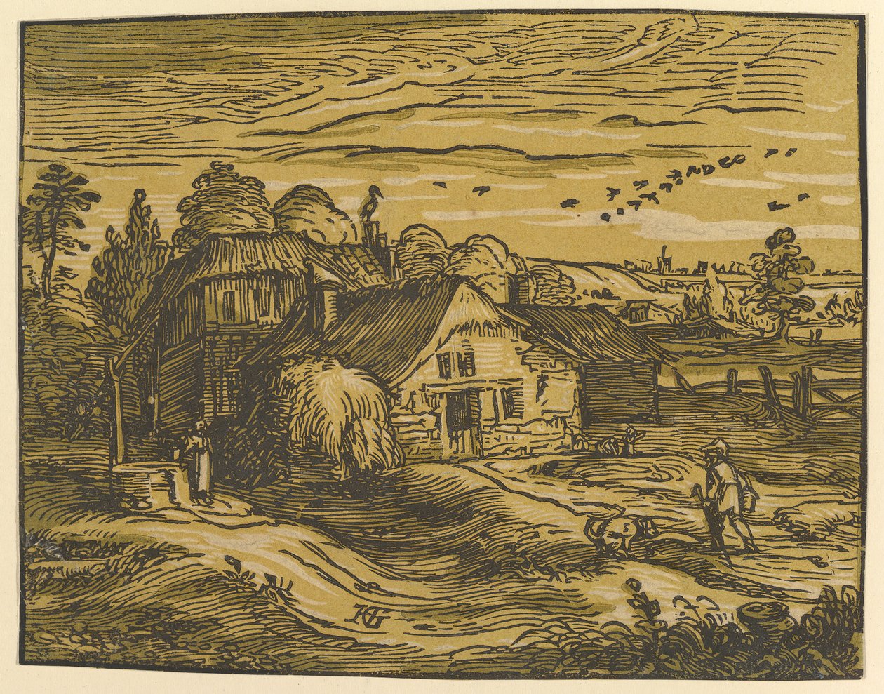 Maisema mökillä, n. 1597-98. tekijältä Hendrik Goltzius