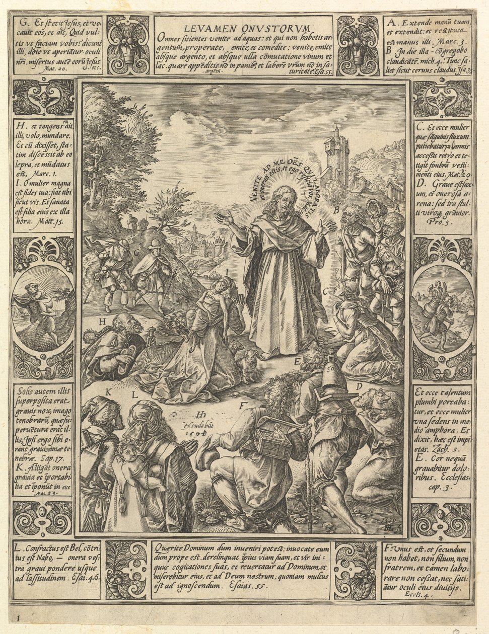 Levamen Onostrorum, kirjasta Allegorias of the Christian Faith, kirjasta Christian and Profane All..., 1604. tekijältä Hendrik Goltzius