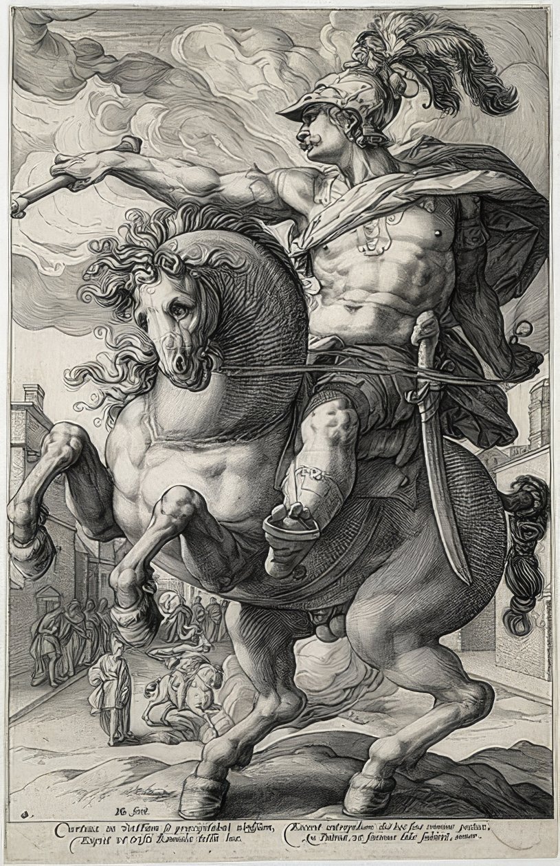 Marcus Curtius. 1586 tekijältä Hendrik Goltzius