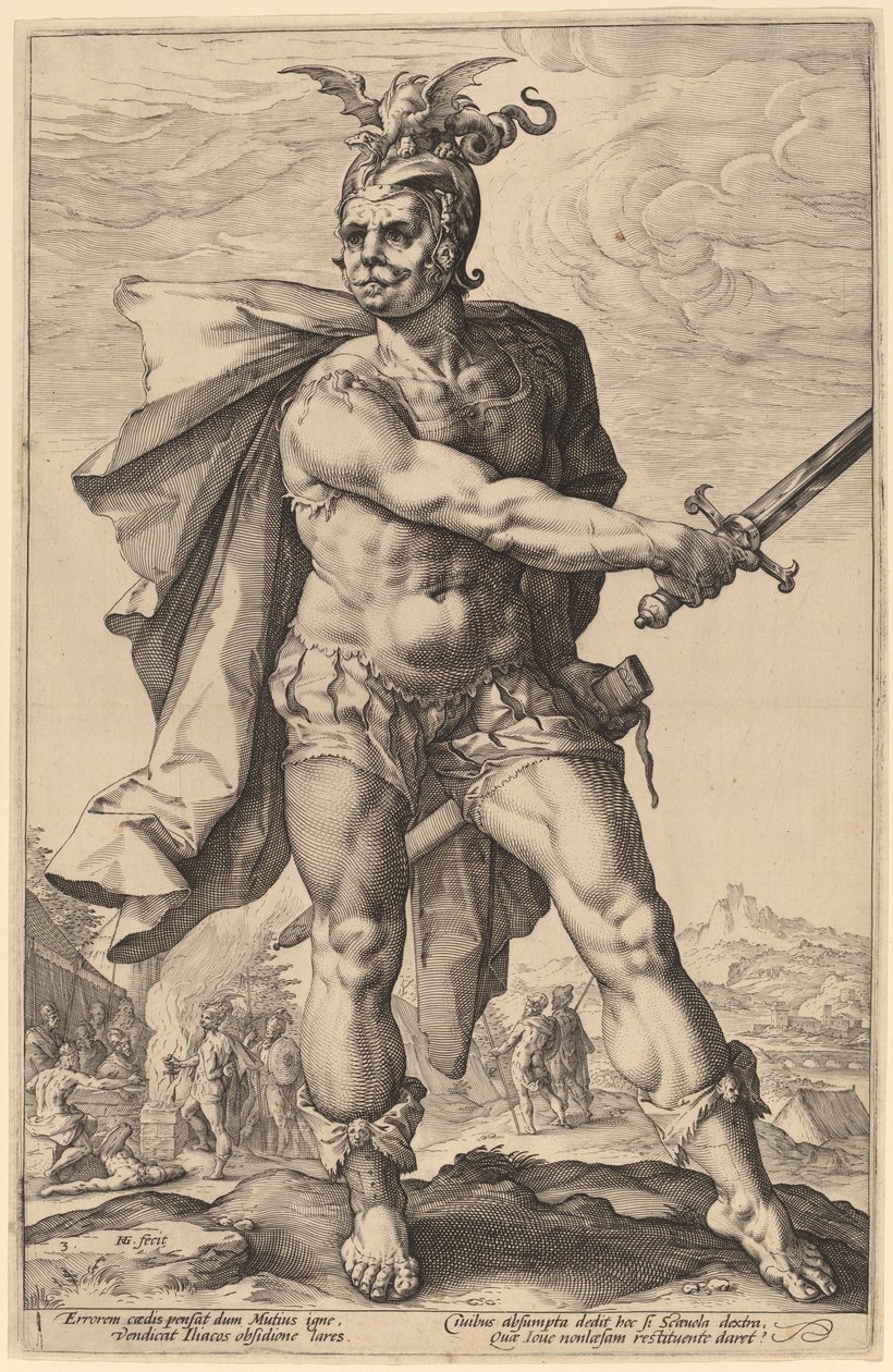 Mucius Scaevola tekijältä Hendrik Goltzius