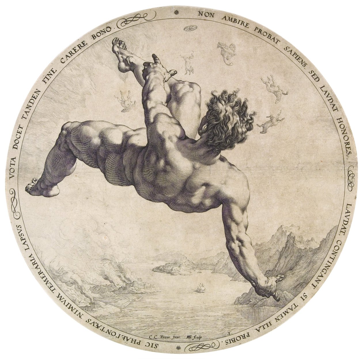 Phaethon Neljä häpäisijää -sarjasta tekijältä Hendrik Goltzius