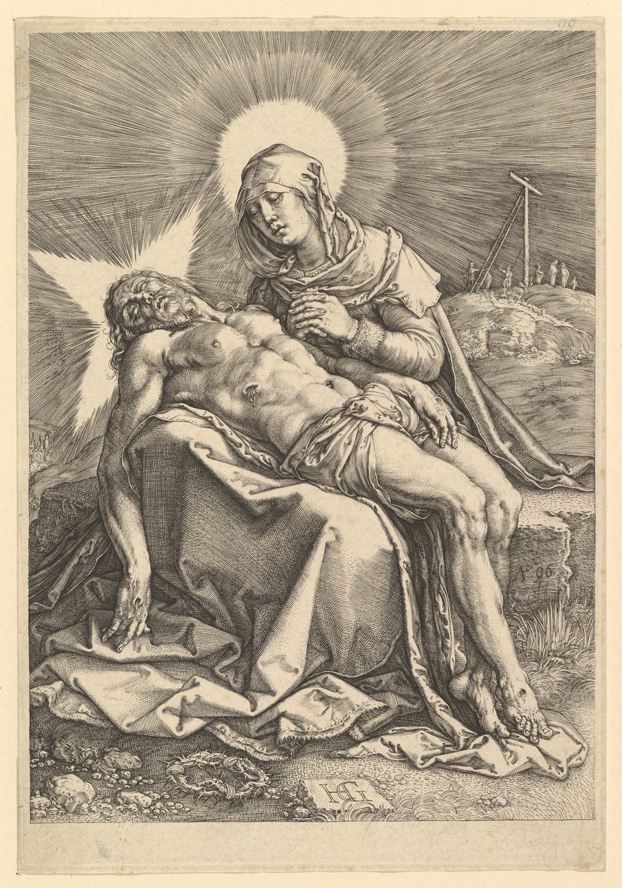 Pietà, 1596. tekijältä Hendrik Goltzius